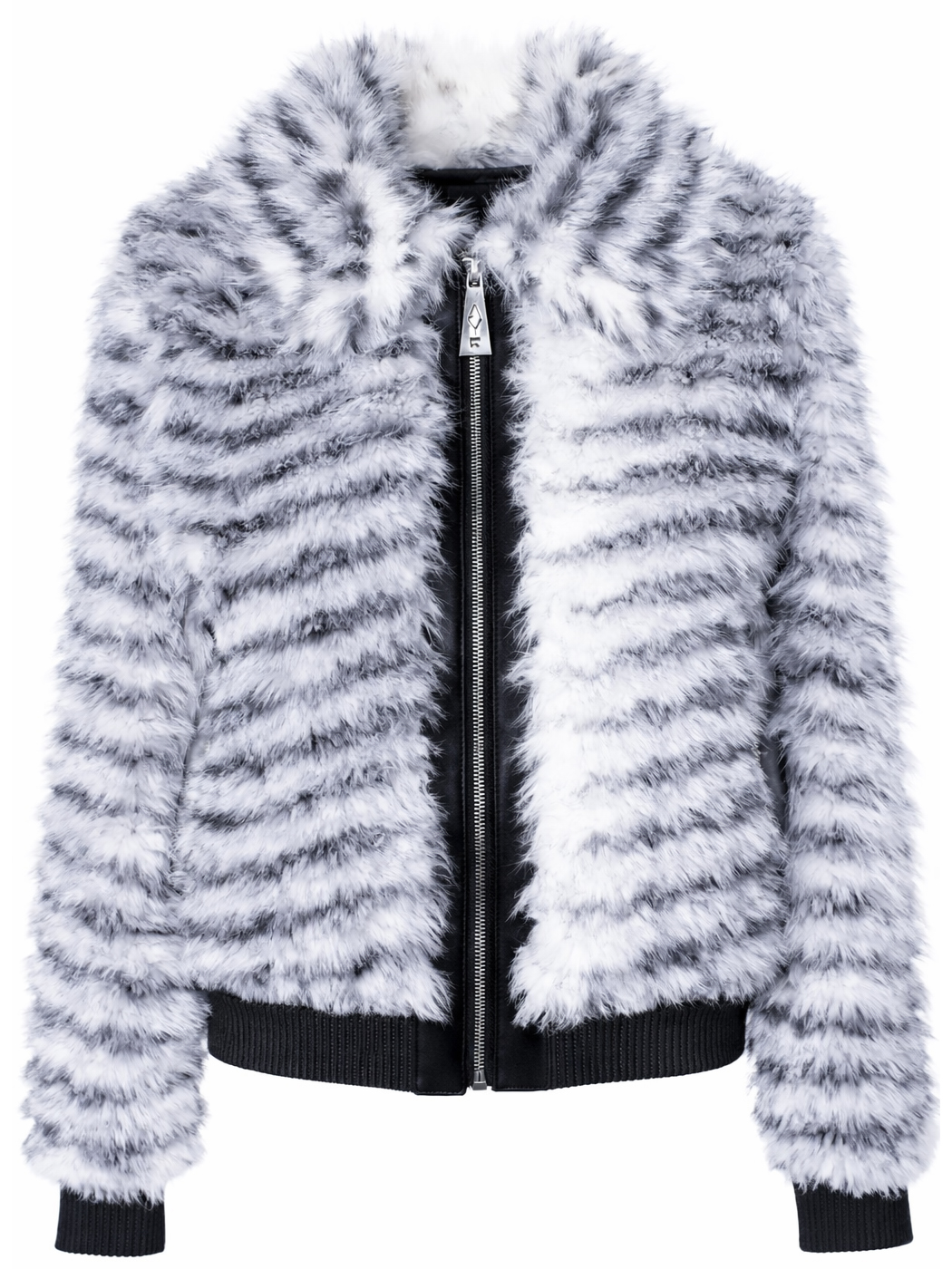 GIACCA FAUX FUR GEOMETRICAL DESIGN ,4 TG,100%POLYESTER,MADE IN PRC  - GREY